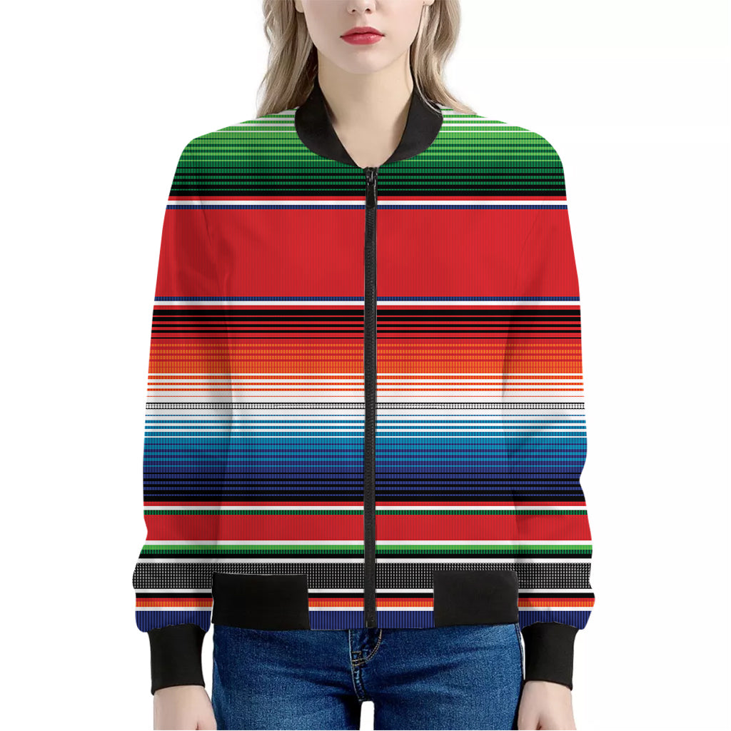 Vintage Mexican Serape Pattern Print Women's Bomber Jacket