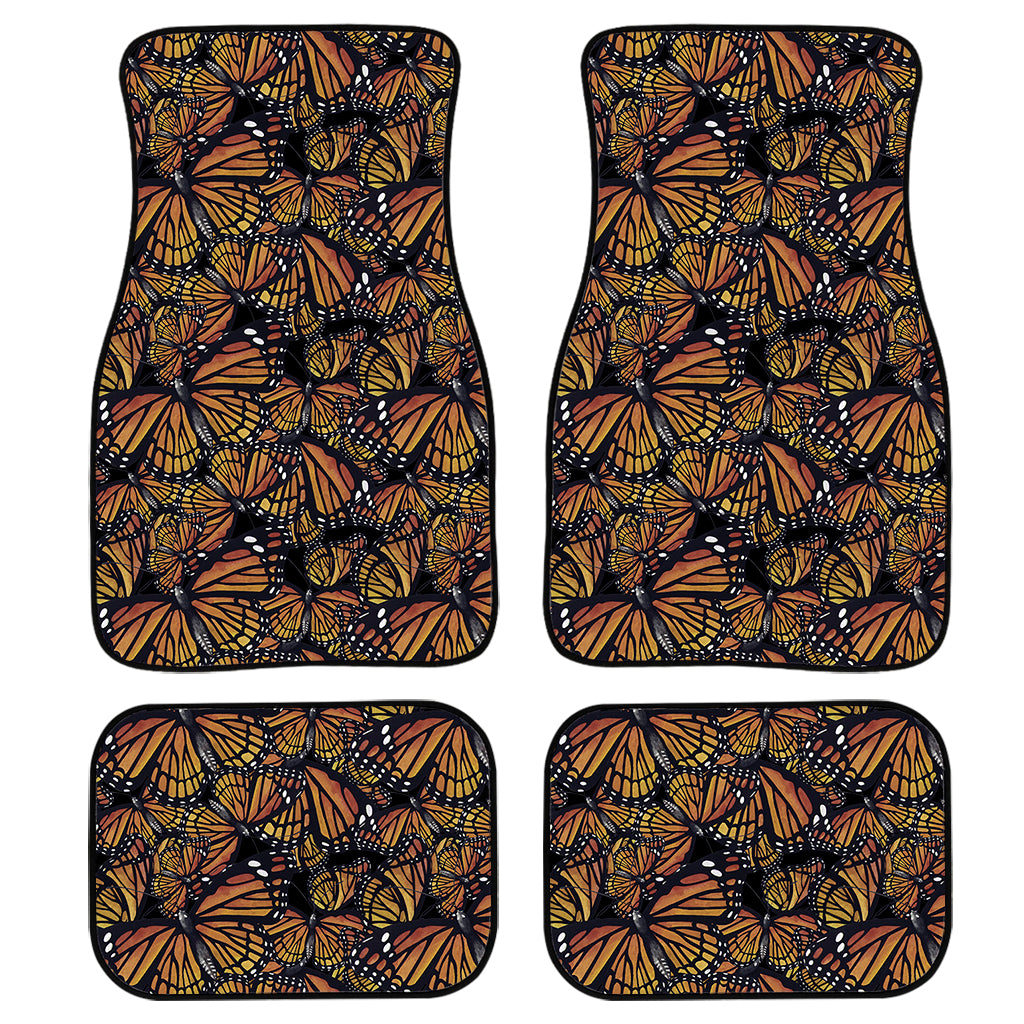 Vintage Monarch Butterfly Pattern Print Front and Back Car Floor Mats