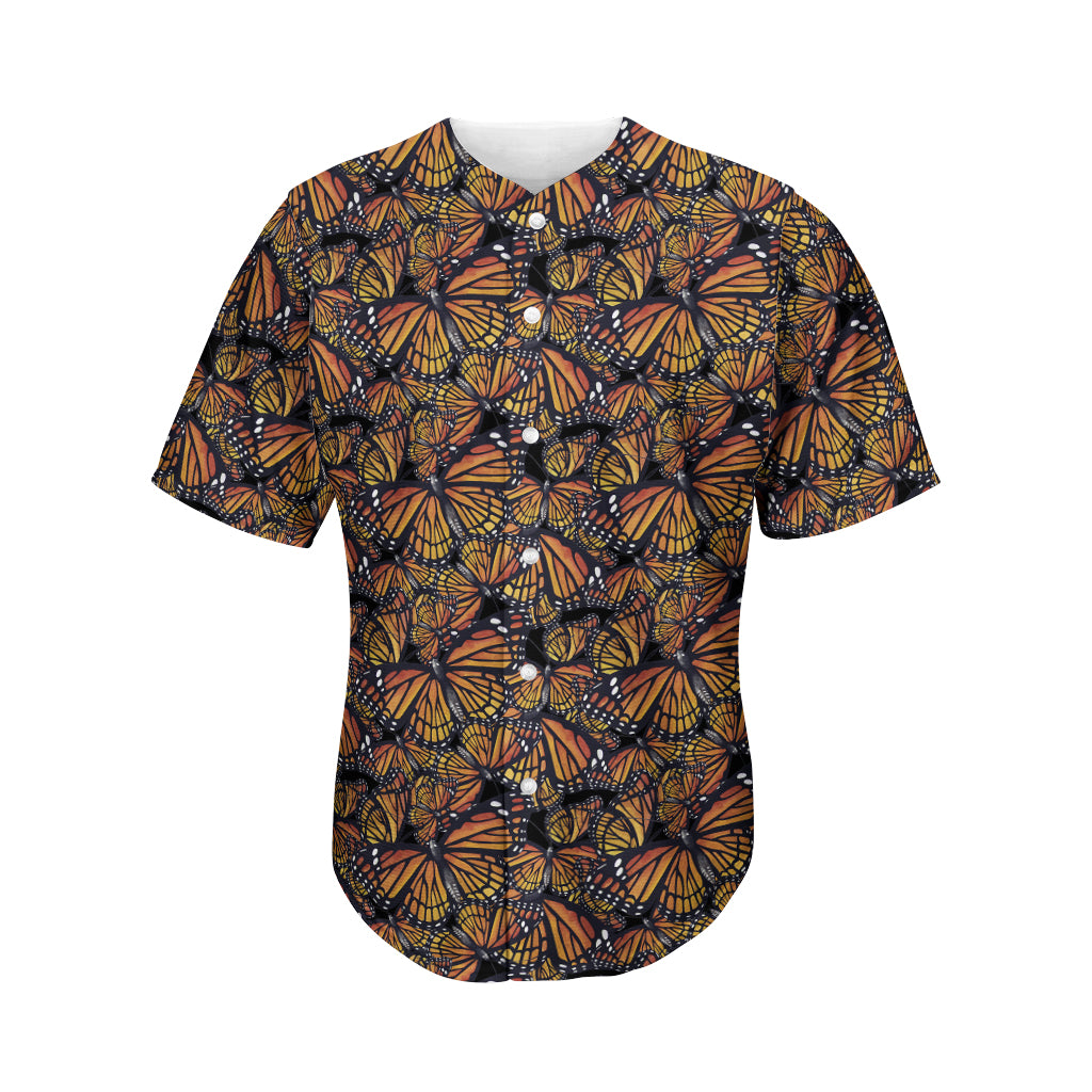 Vintage Monarch Butterfly Pattern Print Men's Baseball Jersey