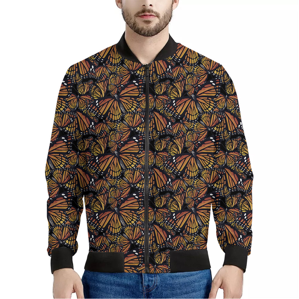 Vintage Monarch Butterfly Pattern Print Men's Bomber Jacket