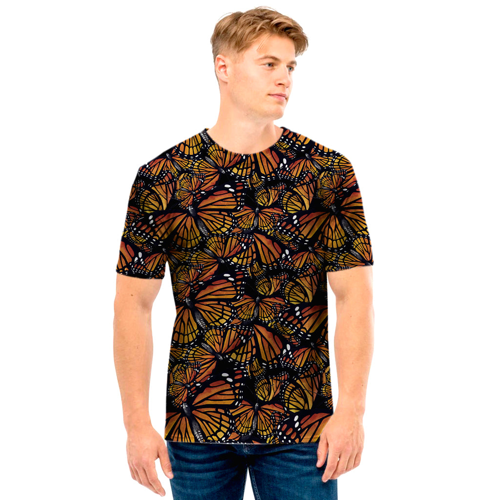 Vintage Monarch Butterfly Pattern Print Men's T-Shirt