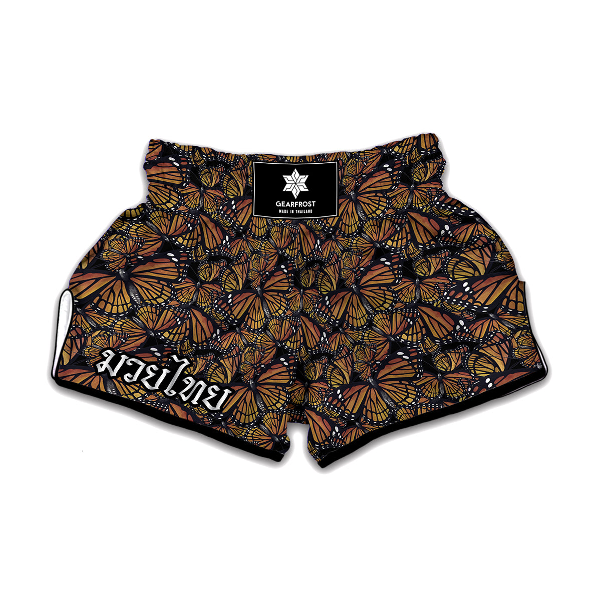 Vintage Monarch Butterfly Pattern Print Muay Thai Boxing Shorts