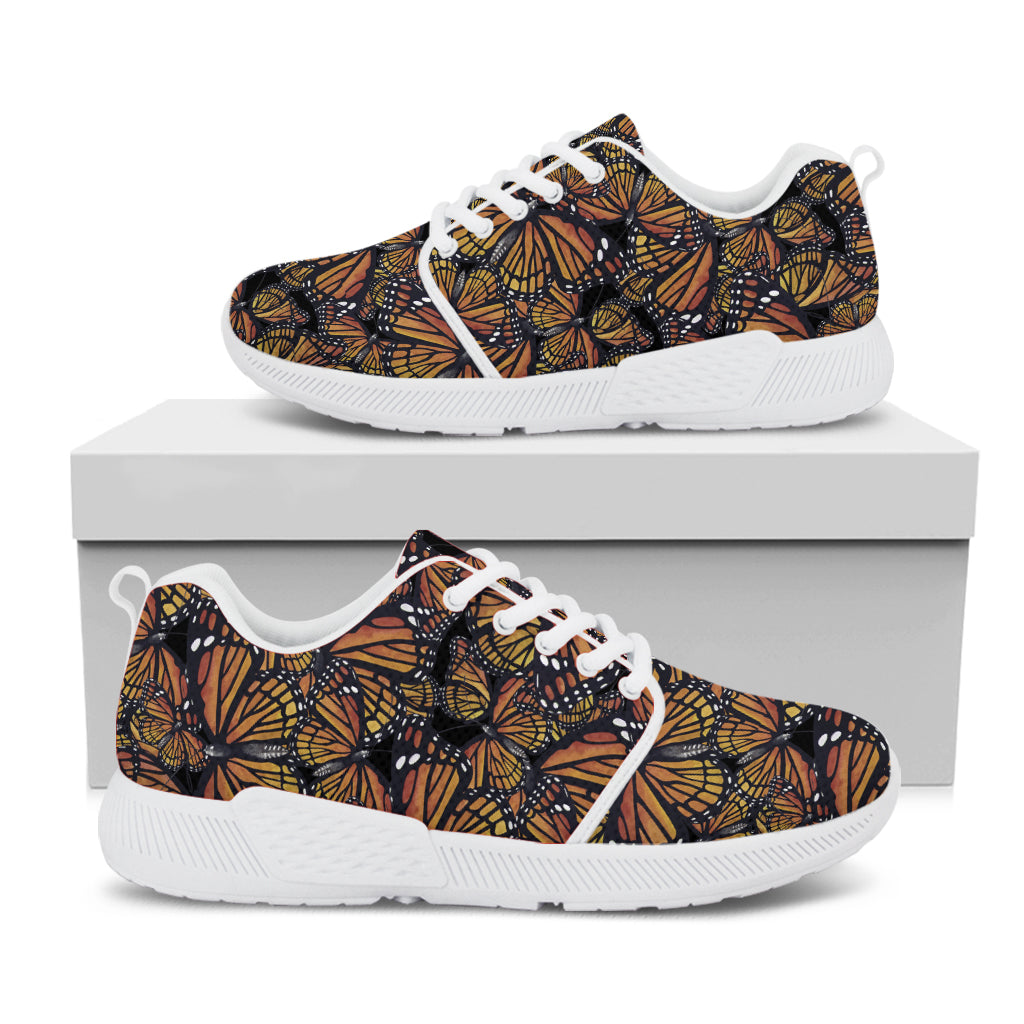 Vintage Monarch Butterfly Pattern Print White Athletic Shoes