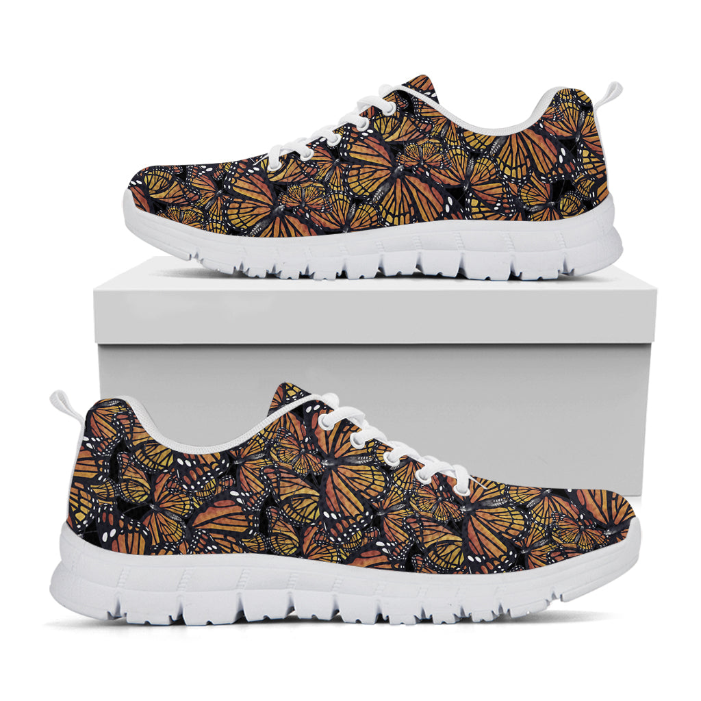 Vintage Monarch Butterfly Pattern Print White Sneakers