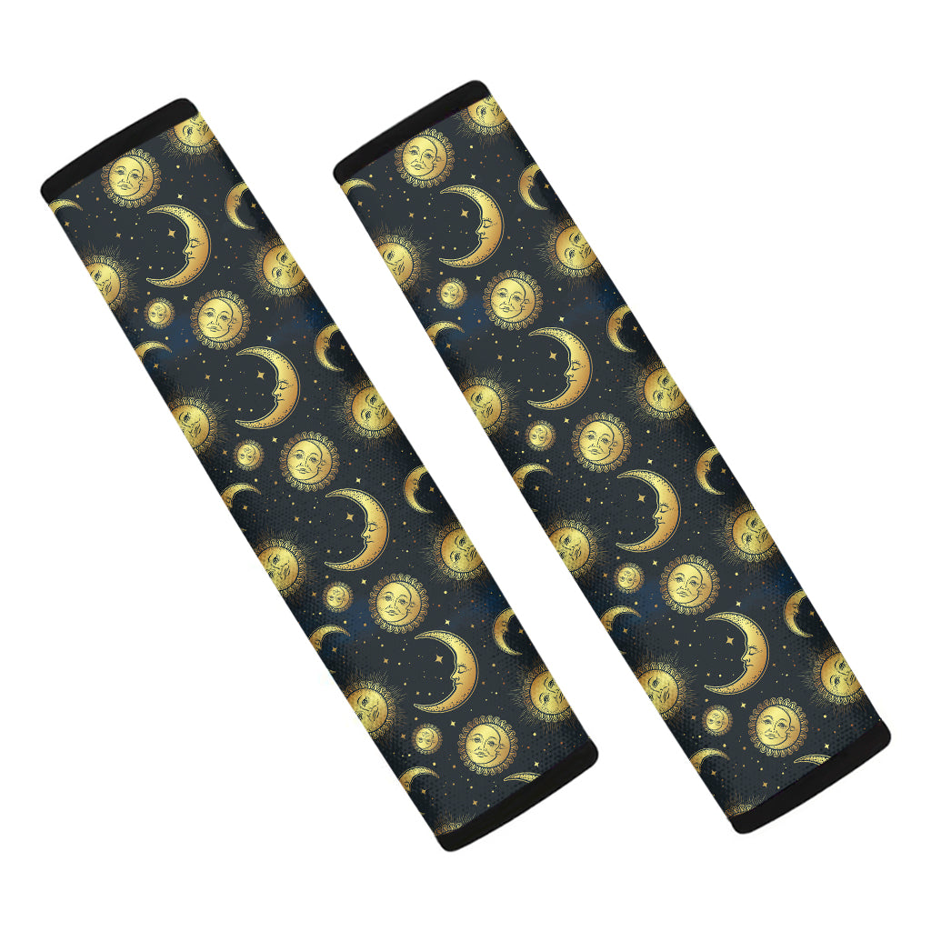 Vintage Moon And Sun Pattern Print Car Seat Belt Covers