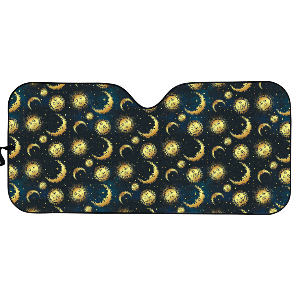 Vintage Moon And Sun Pattern Print Car Sun Shade