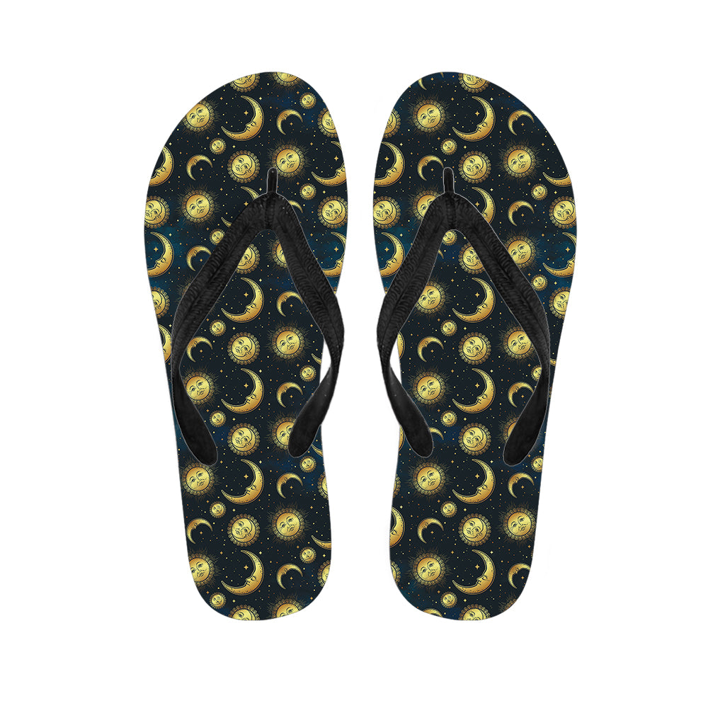 Vintage Moon And Sun Pattern Print Flip Flops