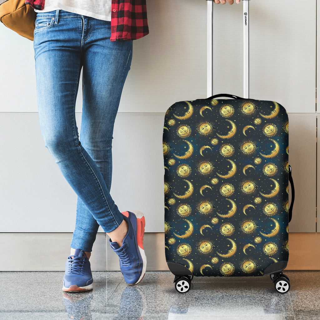 Vintage Moon And Sun Pattern Print Luggage Cover