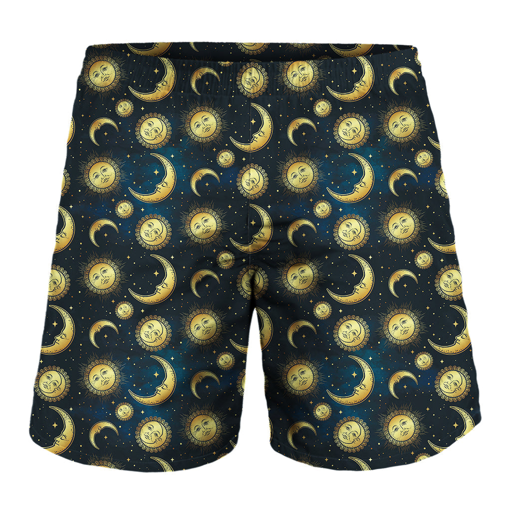 Vintage Moon And Sun Pattern Print Men's Shorts