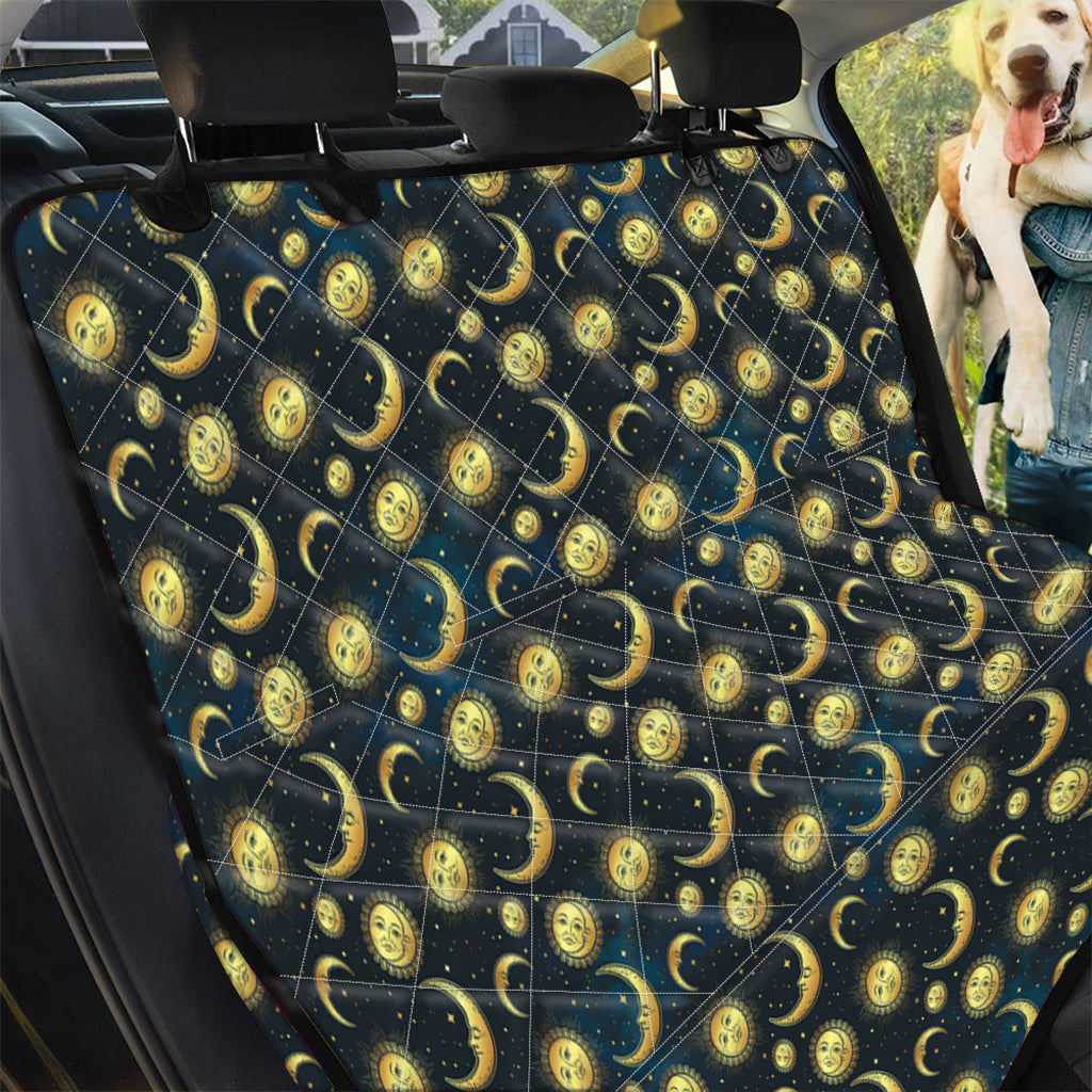 Vintage Moon And Sun Pattern Print Pet Car Back Seat Cover