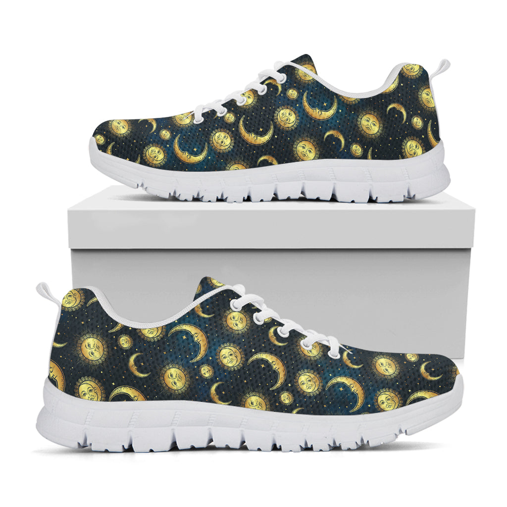 Vintage Moon And Sun Pattern Print White Sneakers