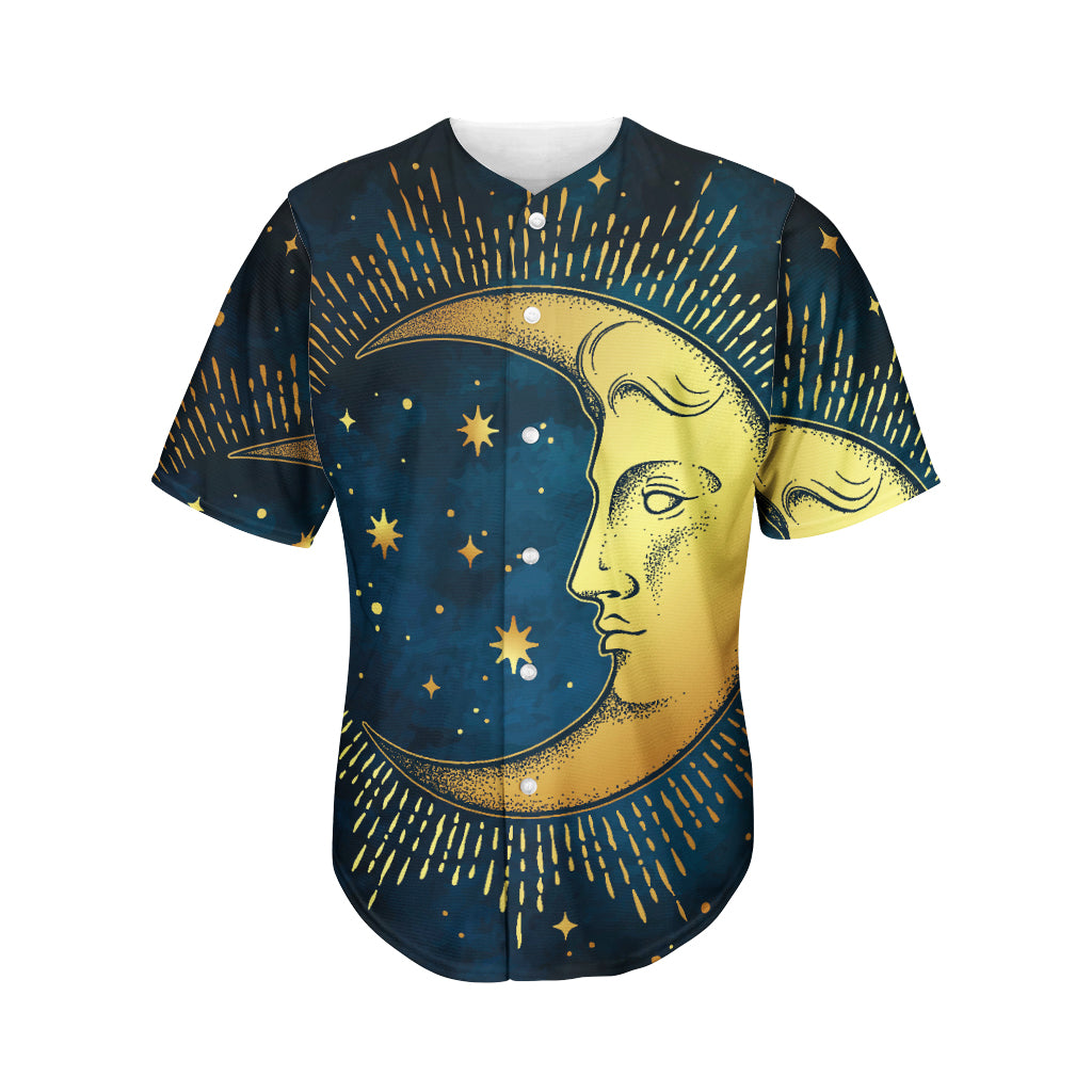 Vintage Moon And Sun Print Men's Baseball Jersey