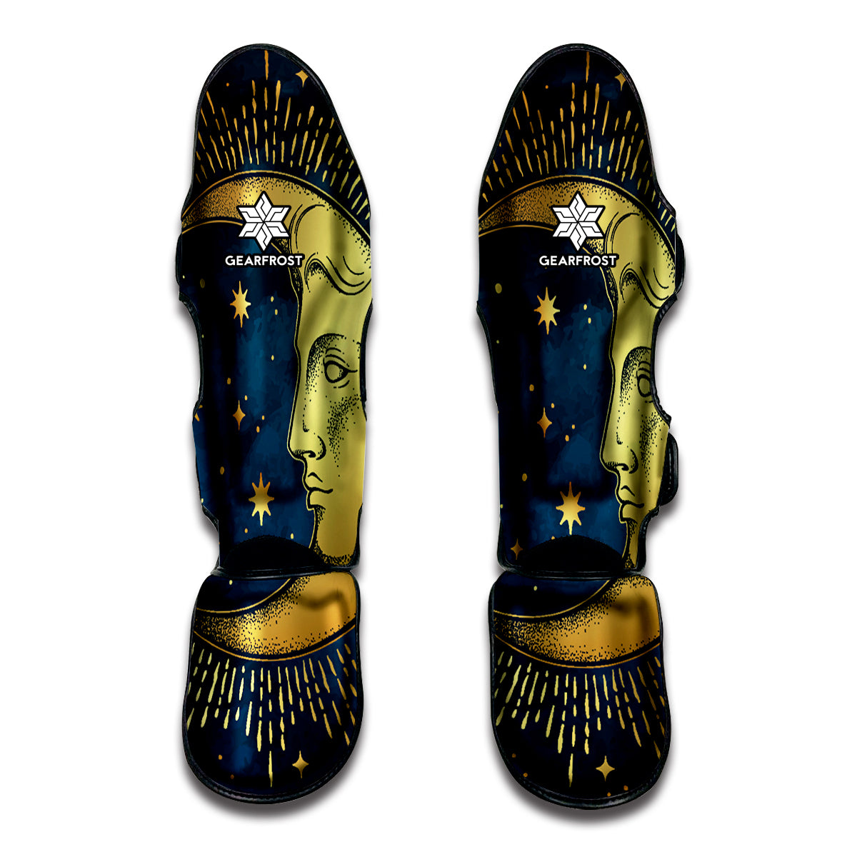 Vintage Moon And Sun Print Muay Thai Shin Guards