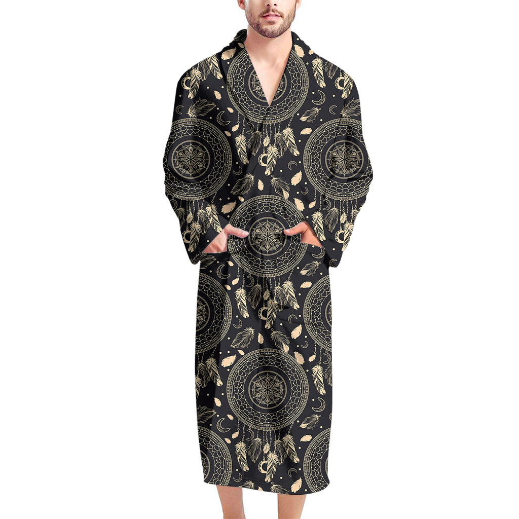 Vintage Native Dream Catcher Print Men's Bathrobe