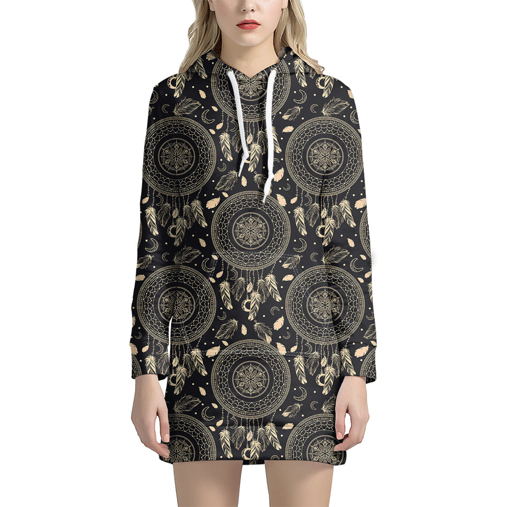 Vintage Native Dream Catcher Print Women's Pullover Hoodie Dress