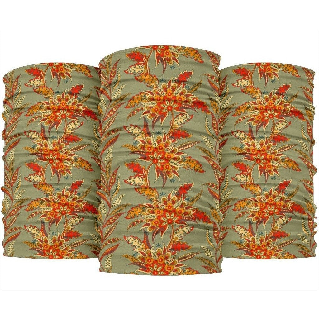 Vintage Orange Bohemian Floral Print 3-Pack Bandanas