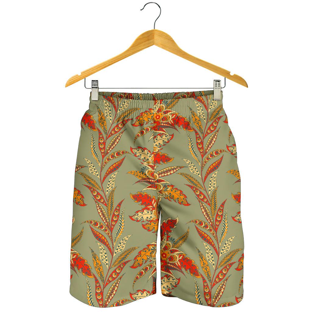 Vintage Orange Bohemian Floral Print Men's Shorts