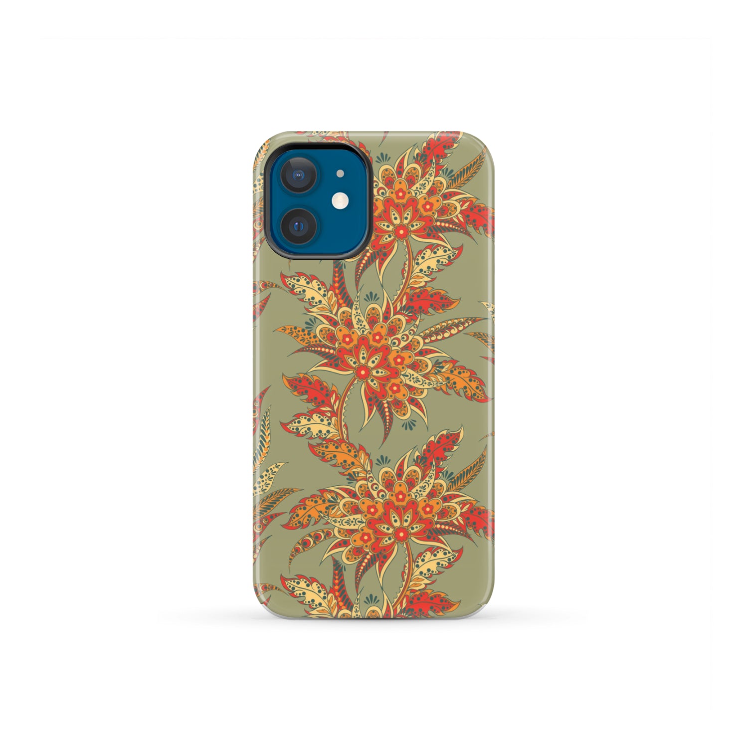 Vintage Orange Bohemian Floral Print Tough Phone Case