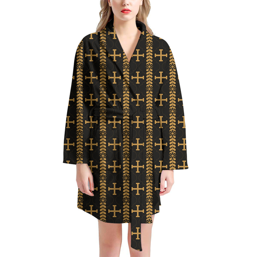 Vintage Orthodox Pattern Print Women's Bathrobe