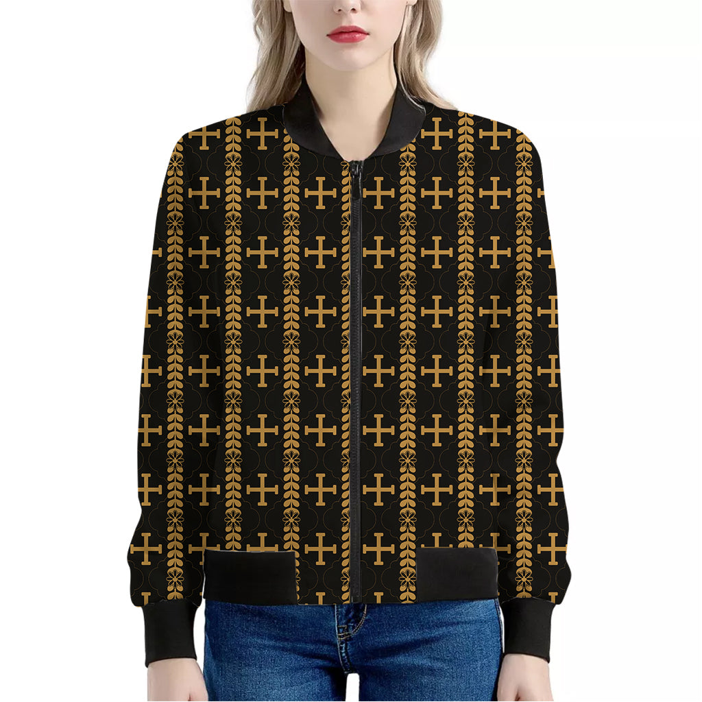 Vintage Orthodox Pattern Print Women's Bomber Jacket