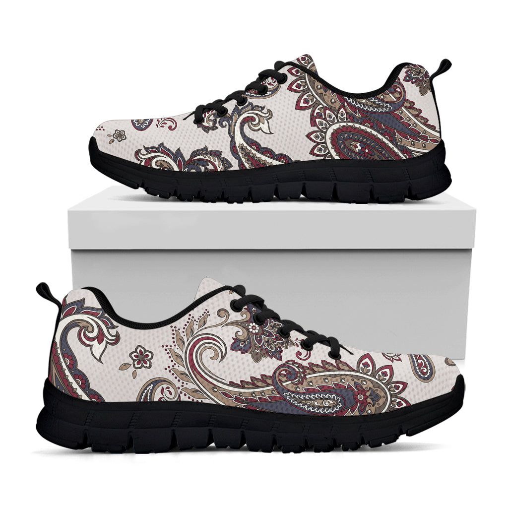 Vintage Paisley Pattern Print Black Sneakers