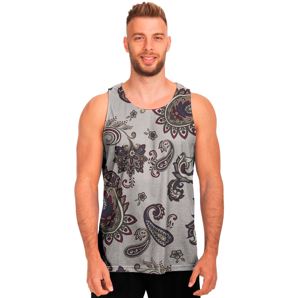 Vintage Paisley Pattern Print Men's Tank Top