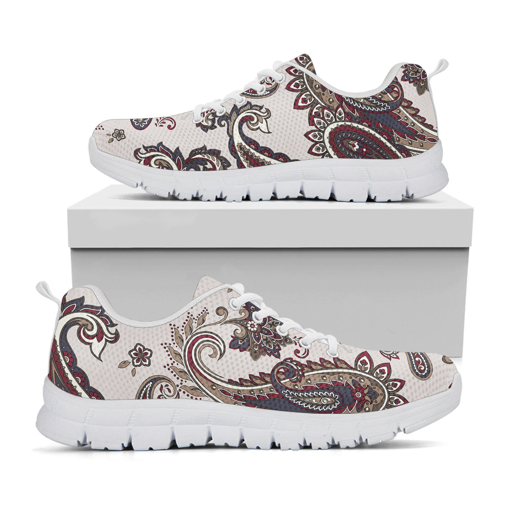 Vintage Paisley Pattern Print White Sneakers