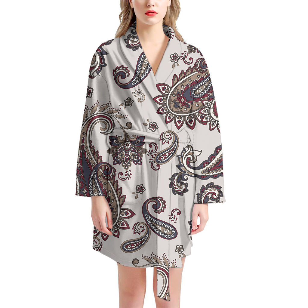 Vintage Paisley Pattern Print Women's Bathrobe