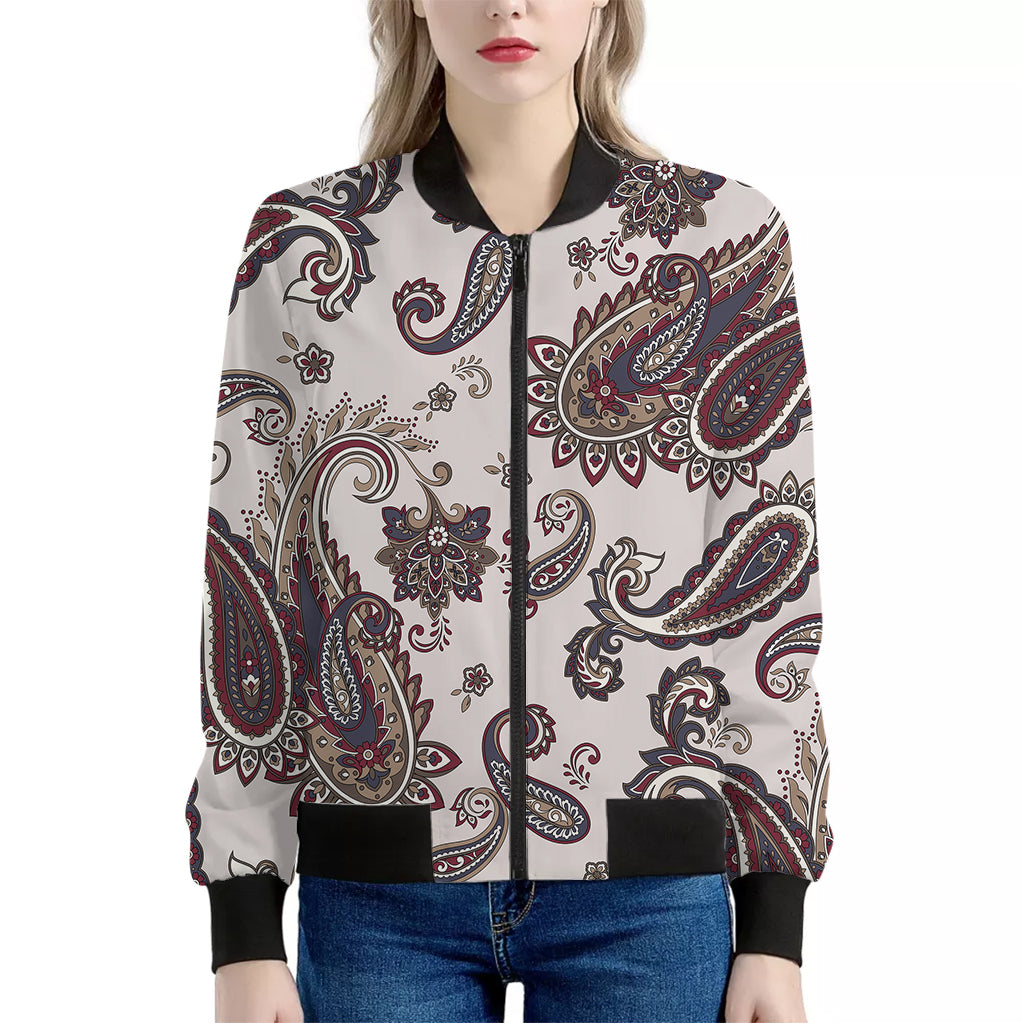 Vintage Paisley Pattern Print Women's Bomber Jacket