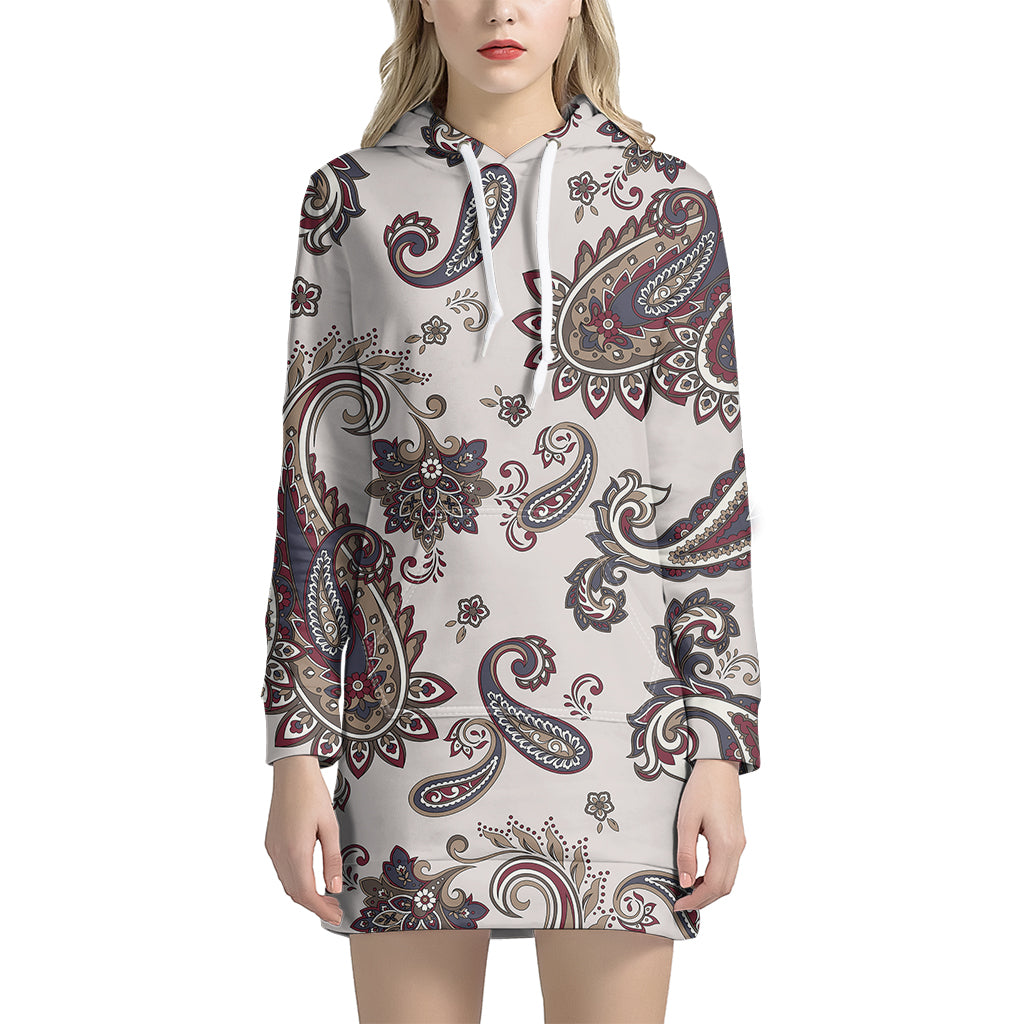 Vintage Paisley Pattern Print Women's Pullover Hoodie Dress