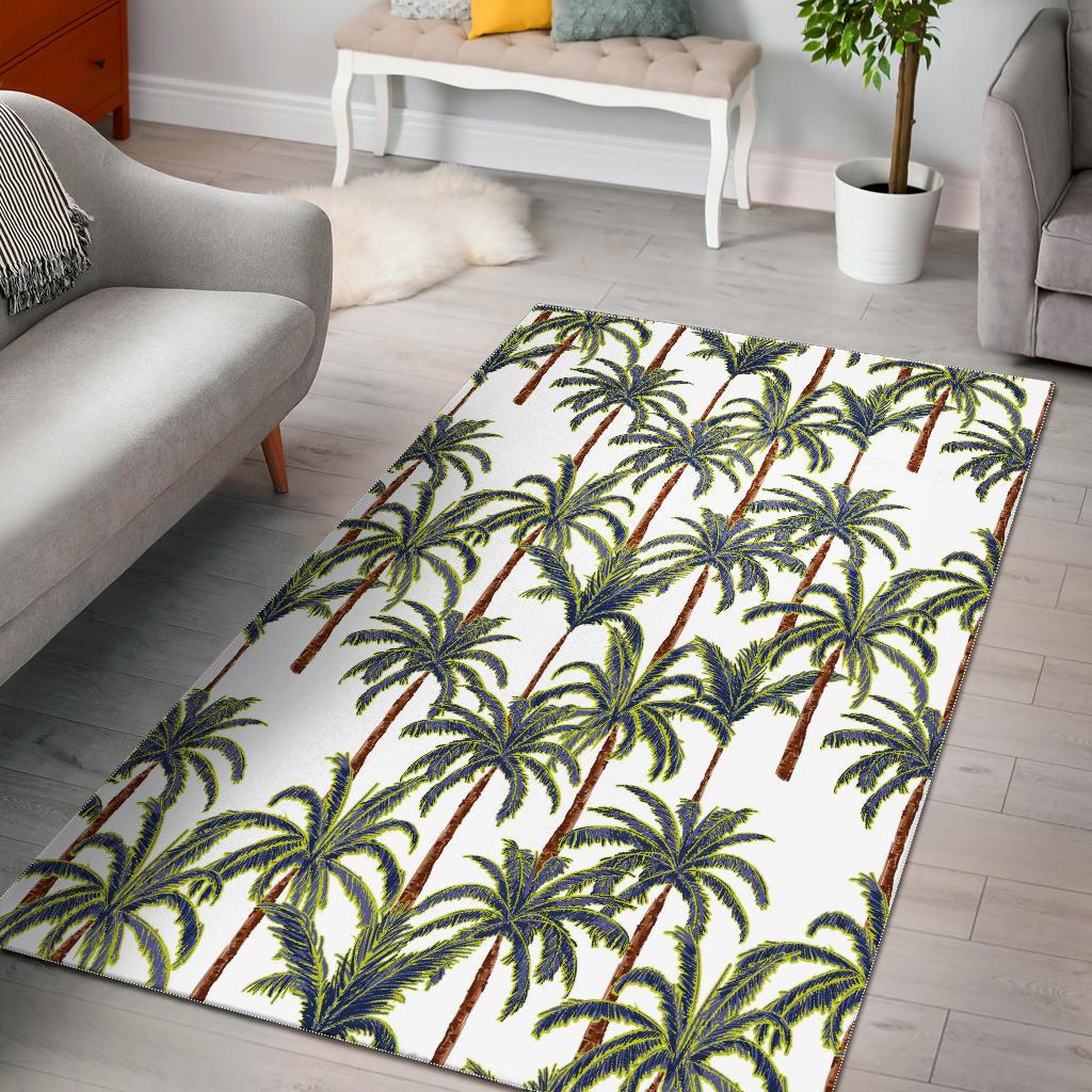 Vintage Palm Tree Beach Pattern Print Area Rug