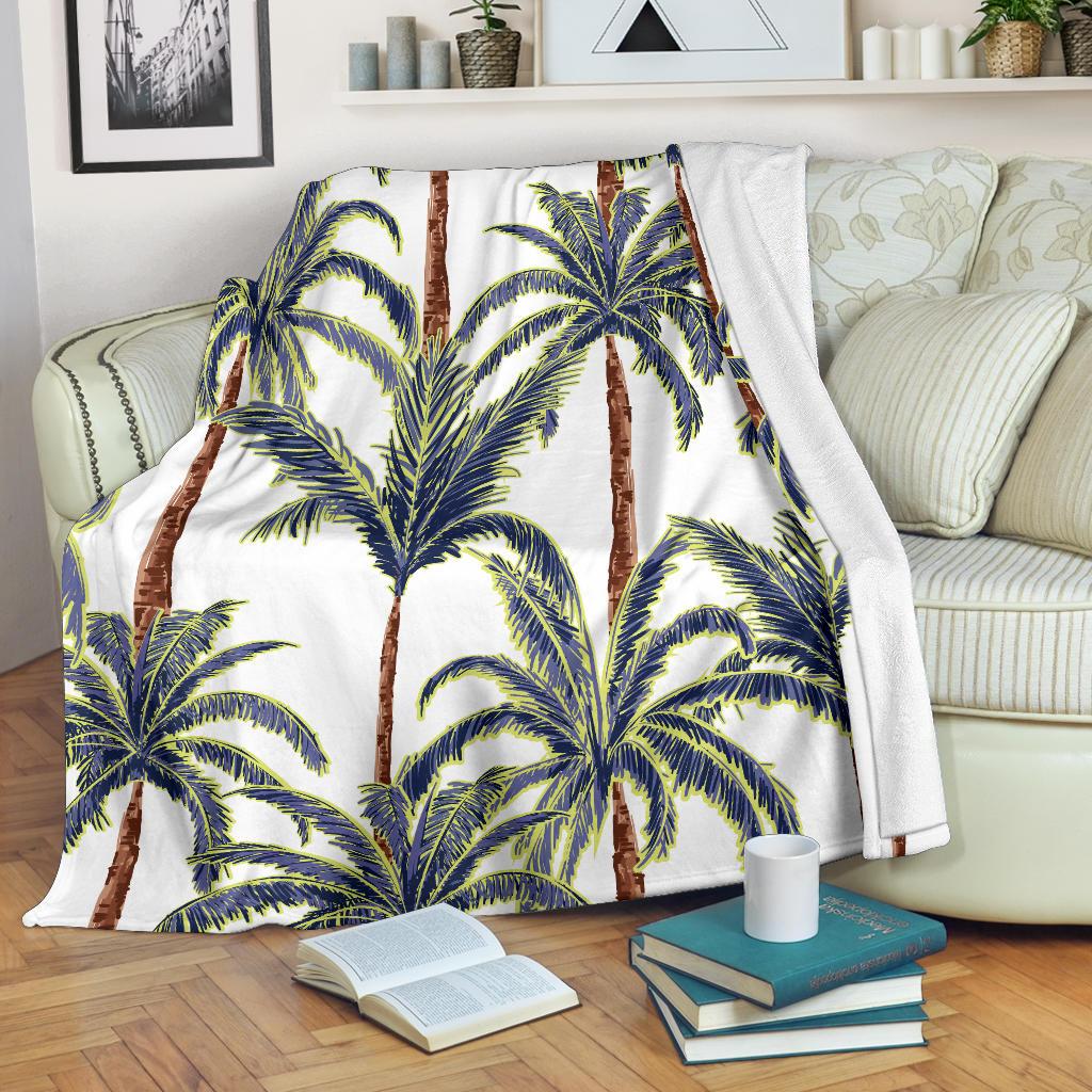 Vintage Palm Tree Beach Pattern Print Blanket