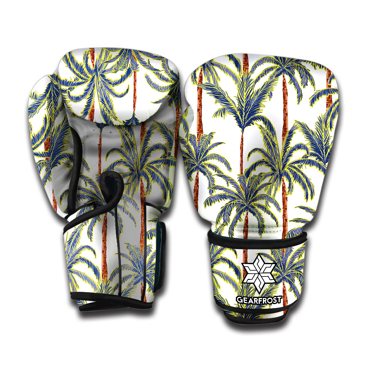 Vintage Palm Tree Beach Pattern Print Boxing Gloves