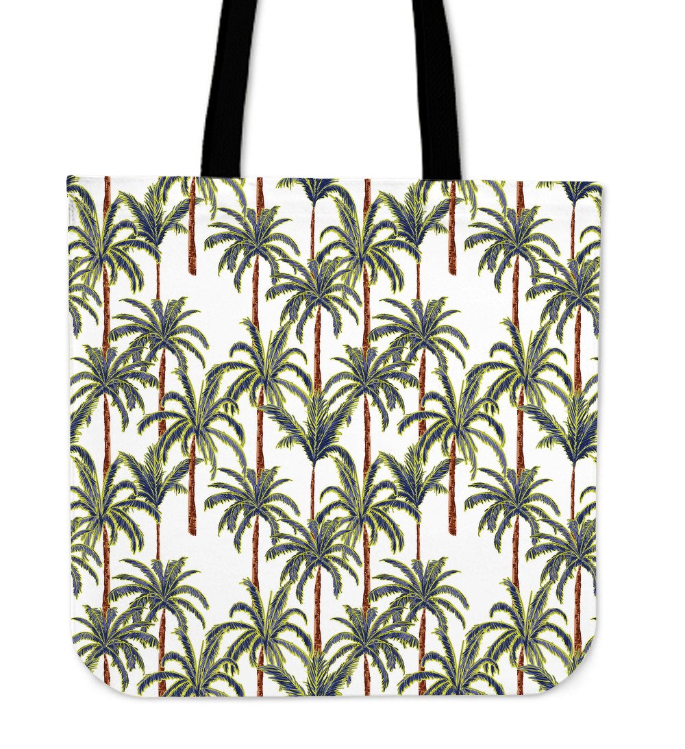 Vintage Palm Tree Beach Pattern Print Canvas Tote Bag