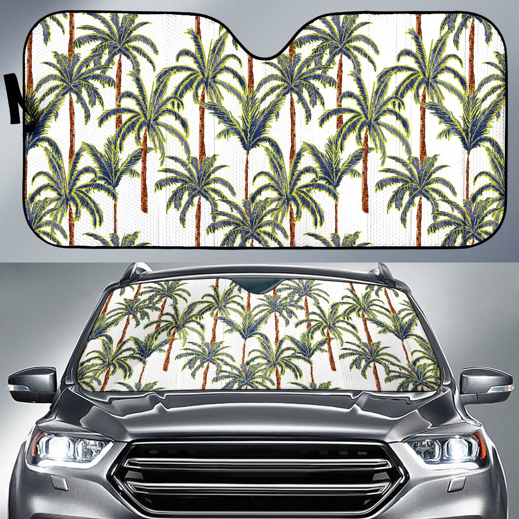 Vintage Palm Tree Beach Pattern Print Car Sun Shade