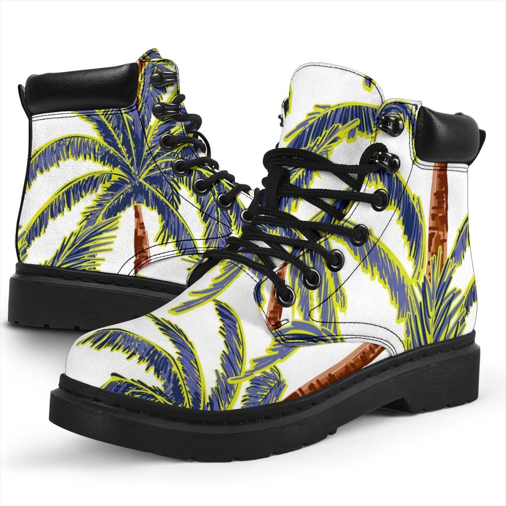 Vintage Palm Tree Beach Pattern Print Classic Boots