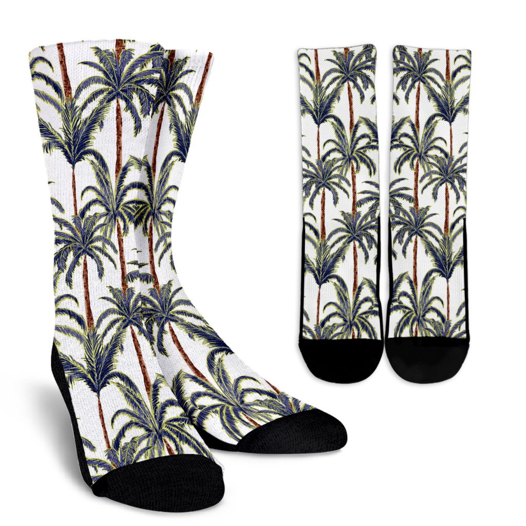 Vintage Palm Tree Beach Pattern Print Crew Socks