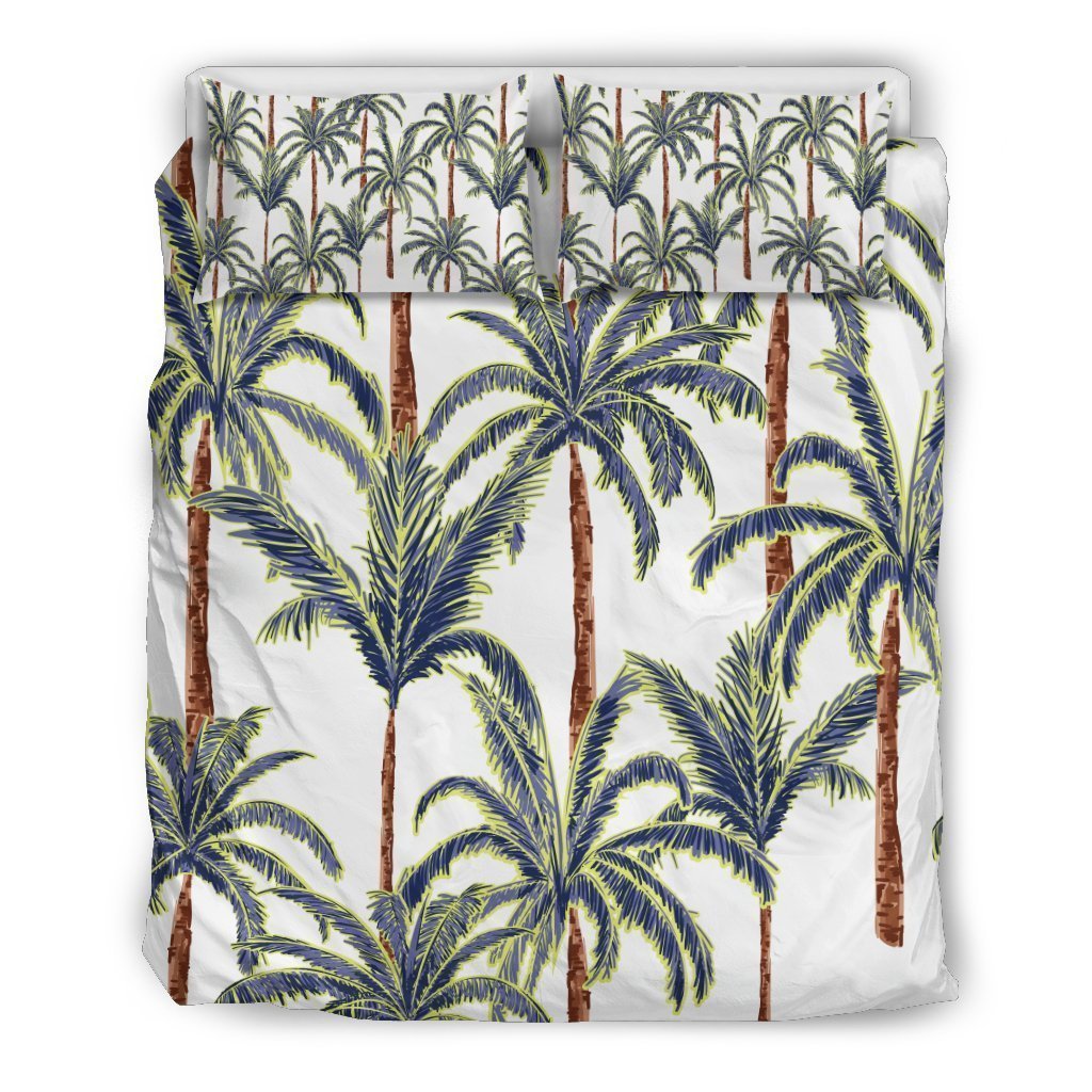 Vintage Palm Tree Beach Pattern Print Duvet Cover Bedding Set