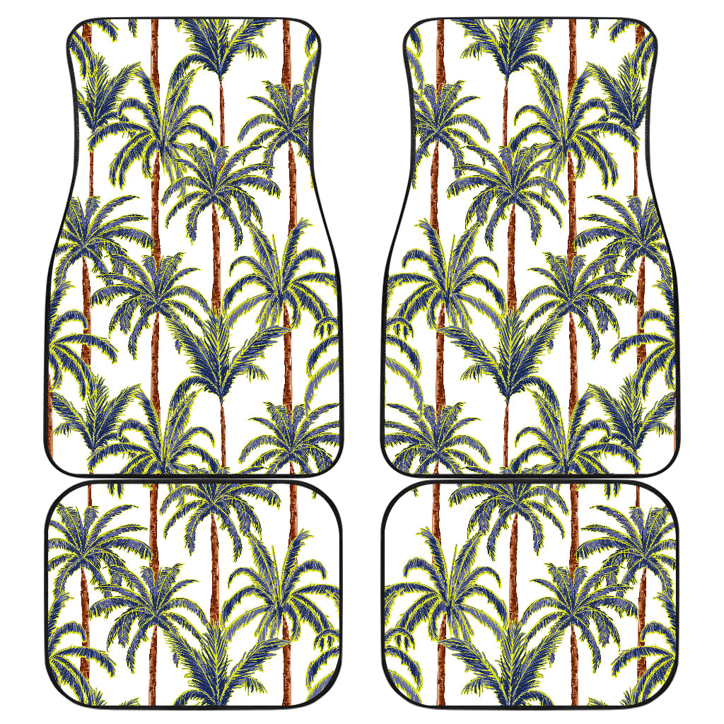 Vintage Palm Tree Beach Pattern Print Front and Back Car Floor Mats