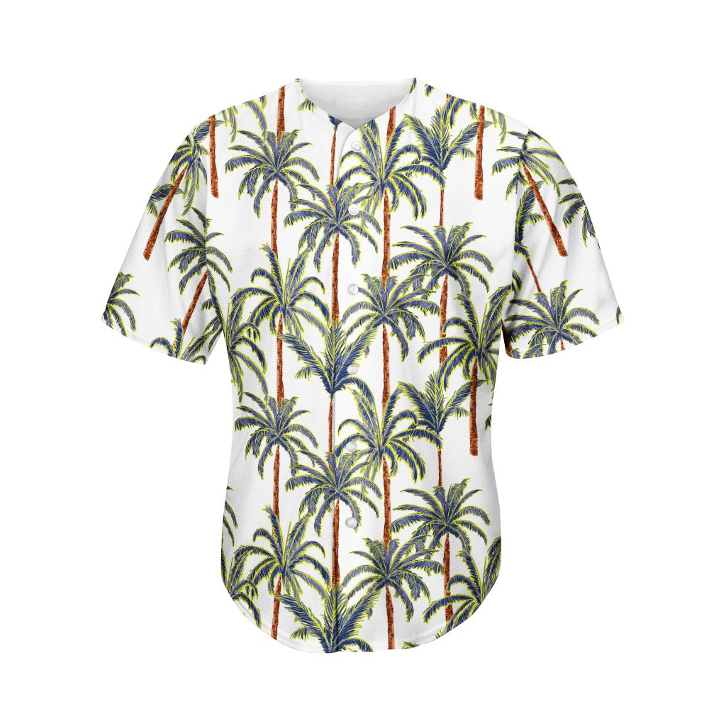 Vintage Palm Tree Beach Pattern Print Men's Baseball Jersey