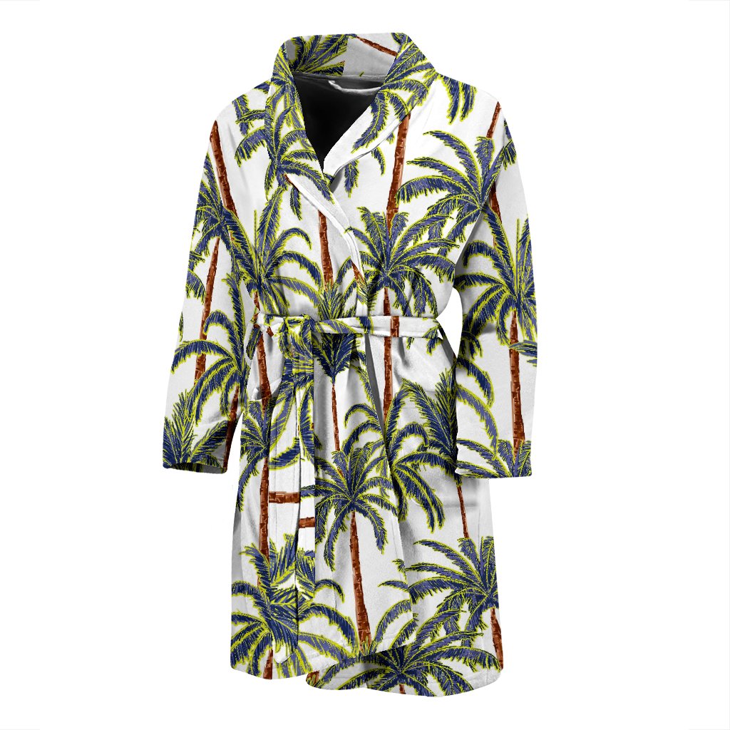 Vintage Palm Tree Beach Pattern Print Men's Bathrobe