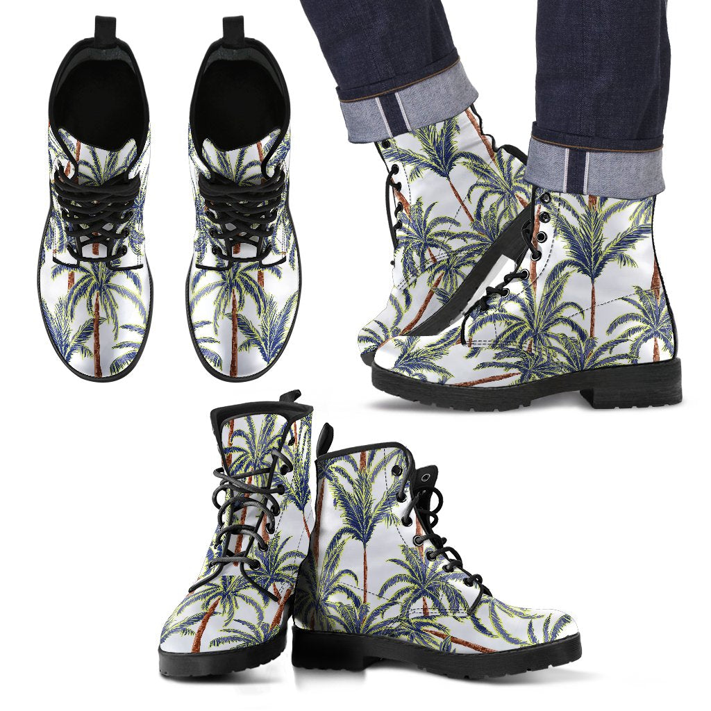 Vintage Palm Tree Beach Pattern Print Men's Boots