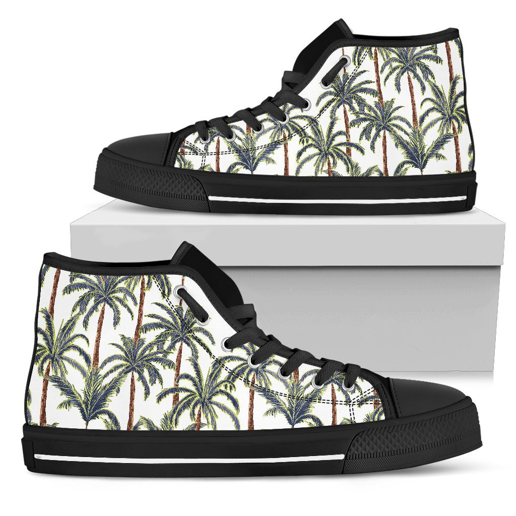 Vintage Palm Tree Beach Pattern Print Men's High Top Shoes