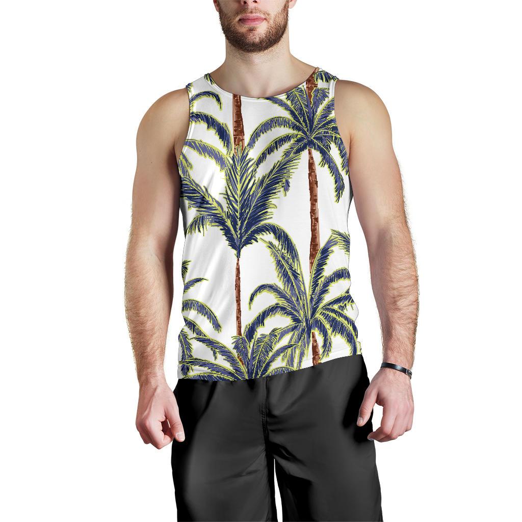 Vintage Palm Tree Beach Pattern Print Men's Tank Top