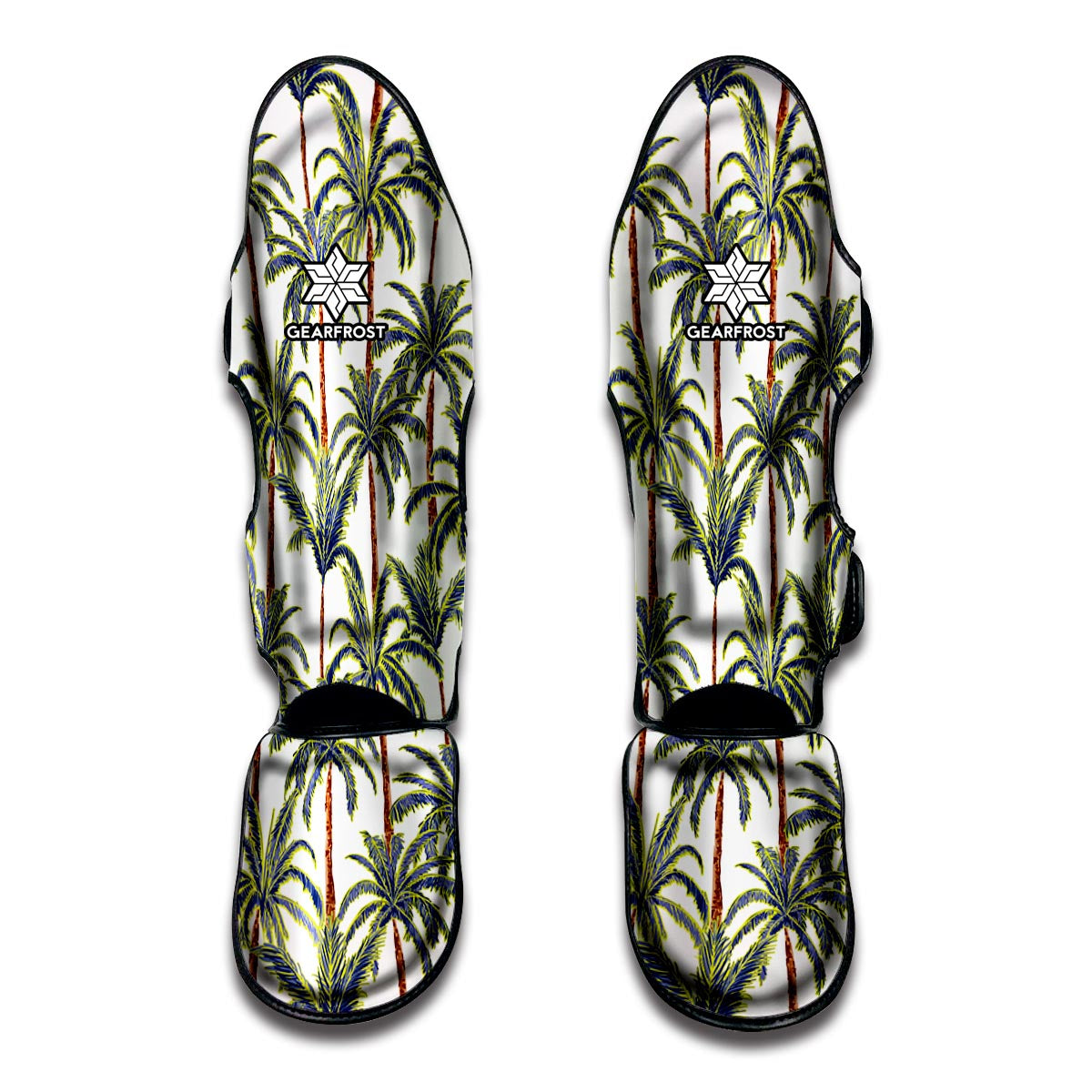 Vintage Palm Tree Beach Pattern Print Muay Thai Shin Guards