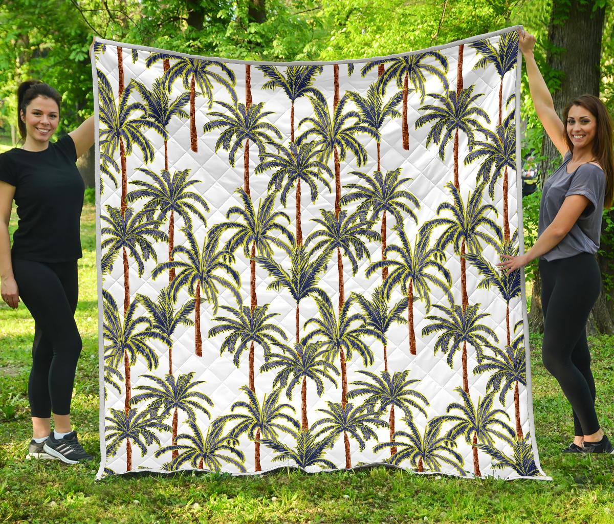 Vintage Palm Tree Beach Pattern Print Quilt