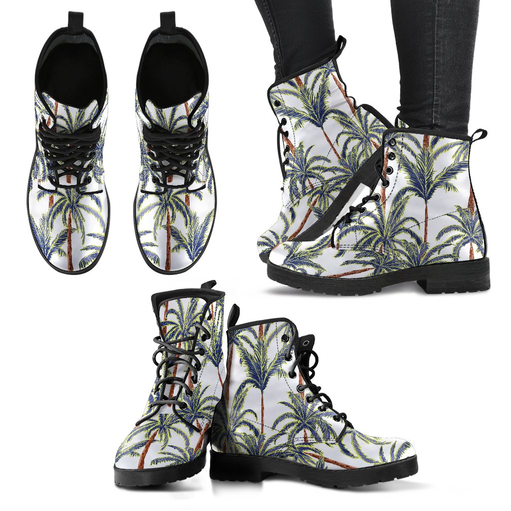 Vintage Palm Tree Beach Pattern Print Women's Boots