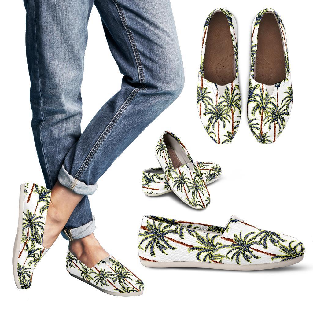 Vintage Palm Tree Beach Pattern Print Women's Casual Canvas Shoes