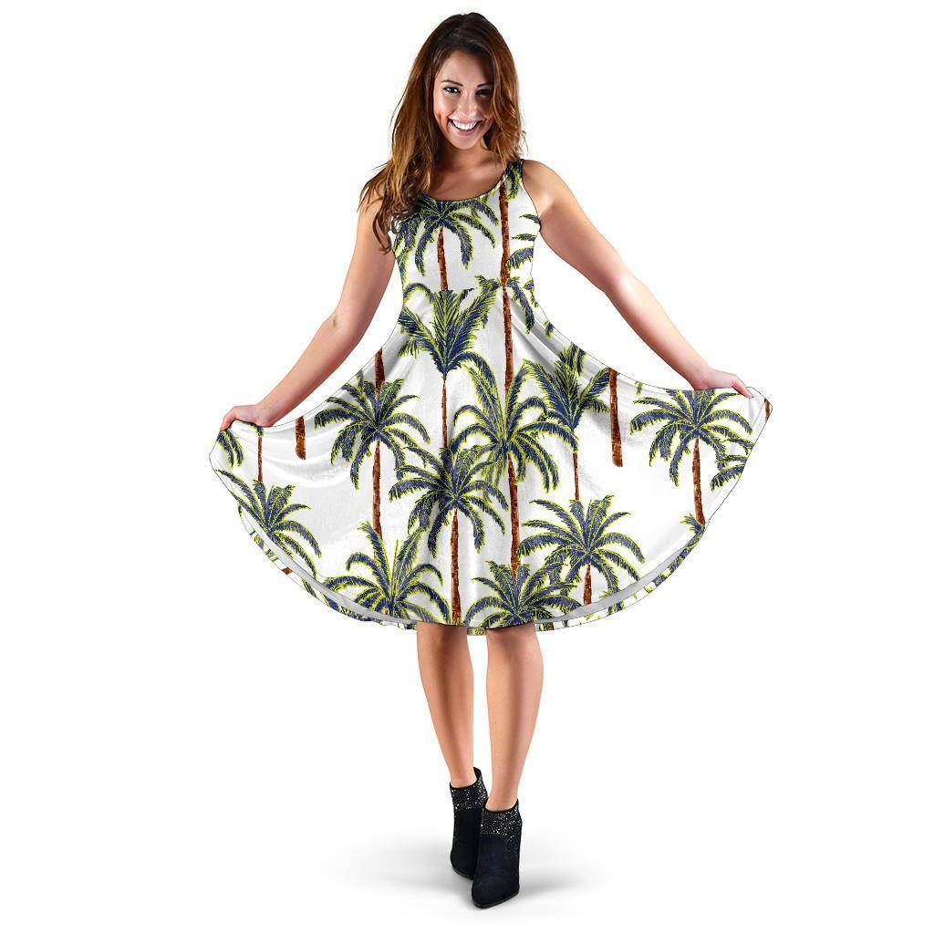 Vintage Palm Tree Beach Pattern Print Women's Dress