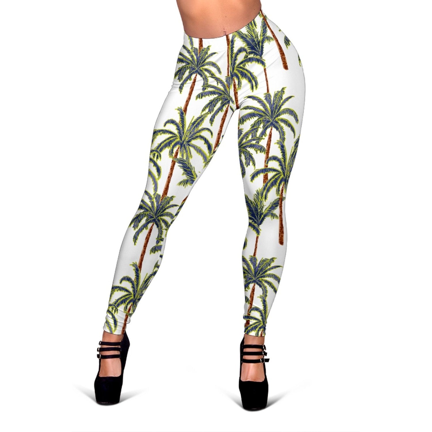 Vintage Palm Tree Beach Pattern Print Women's Leggings